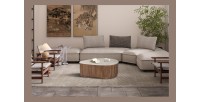 Mesa baja de madera maciza colección DELHI 100cm - Estilo étnico y diseño