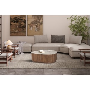 Mesa baja de madera maciza colección DELHI 100cm - Estilo étnico y diseño