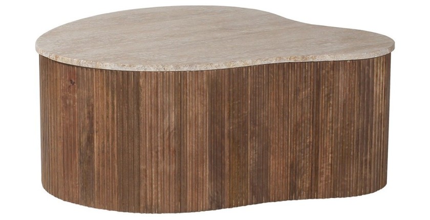 Tavolino basso in legno massiccio collezione DELHI 80cm - Stile etnico e design