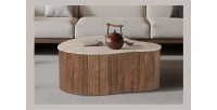 Tavolino basso in legno massiccio collezione DELHI 80cm - Stile etnico e design