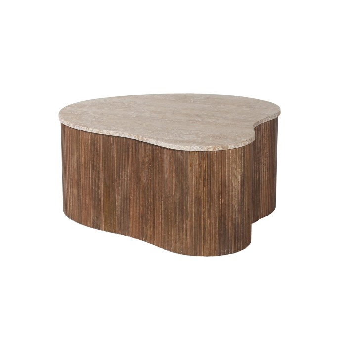 Tavolino basso in legno massiccio collezione DELHI 80cm - Stile etnico e design