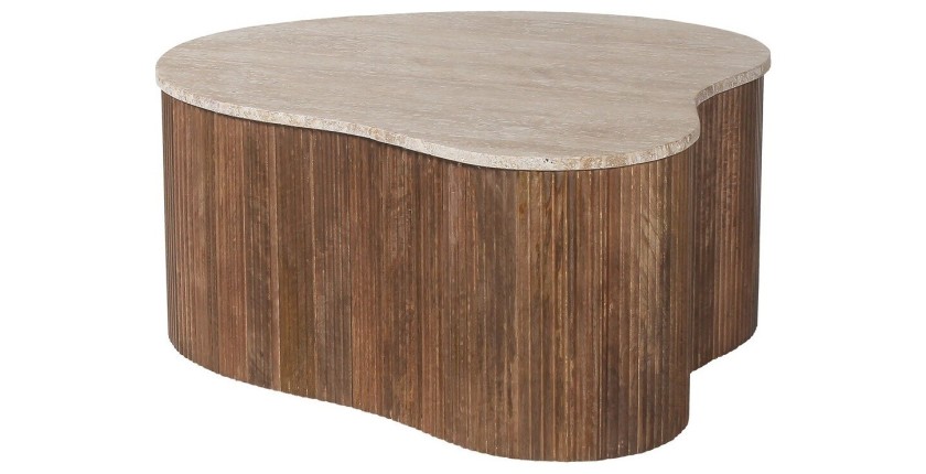 Tavolino basso in legno massiccio collezione DELHI 80cm - Stile etnico e design