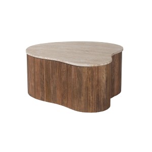 Tavolino basso in legno massiccio collezione DELHI 80cm - Stile etnico e design