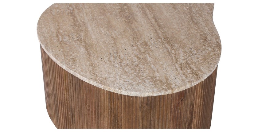 Tavolino basso in legno massiccio collezione DELHI 80cm - Stile etnico e design