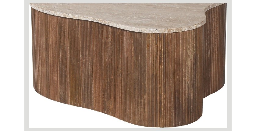 Tavolino basso in legno massiccio collezione DELHI 80cm - Stile etnico e design