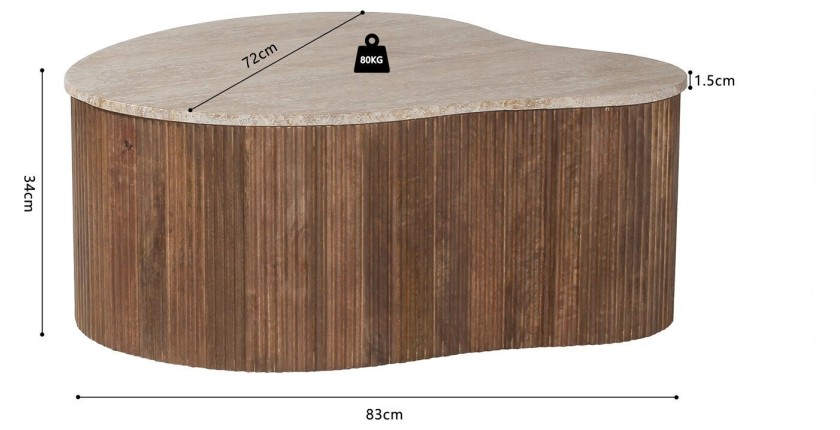 Tavolino basso in legno massiccio collezione DELHI 80cm - Stile etnico e design