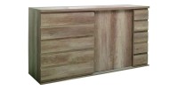 Buffet 2 portes coulissantes ROMI - Coloris dab canyon - 160 x 99 x 55 cm