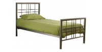 Lit PAXOS 90x200 cm en métal coloris gris argenté avec sommier.