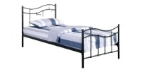 Bett ODETTE 90x200 cm aus Metall in Schwarz mit Lattenrost.