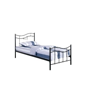 Bett ODETTE 90x200 cm aus Metall in Schwarz mit Lattenrost.