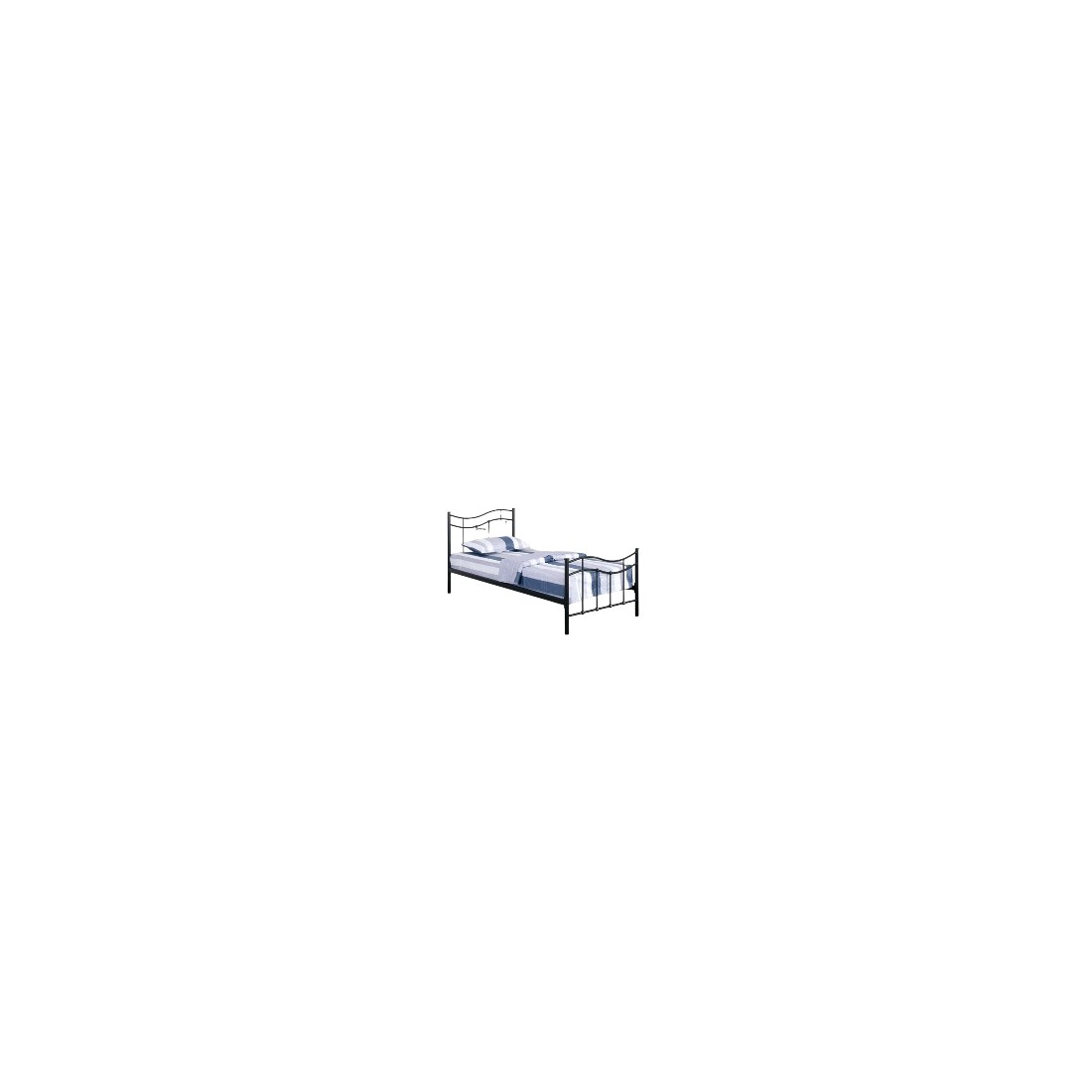 Bett ODETTE 90x200 cm aus Metall in Schwarz mit Lattenrost.