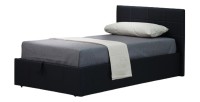 Lit coffre avec sommier CANEL 90x200 en simili cuir, coloris noir