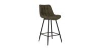 Lot de 2 tabourets de bar style vintage en tissu coloris vert collection ALTO