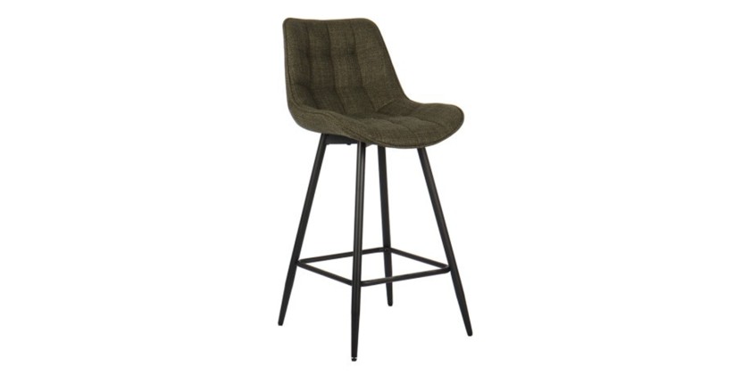 Lot de 2 tabourets de bar style vintage en tissu coloris vert collection ALTO