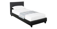 Lit design noir ABEL 90x200 cm une place, avec sommier, pour une chambre adulte ou ado.
