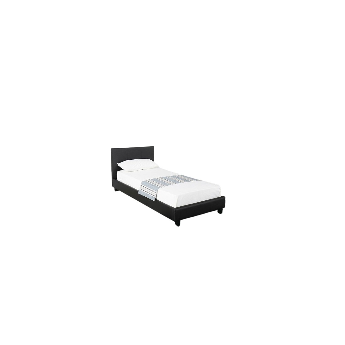 Lit design noir ABEL 90x200 cm une place, avec sommier, pour une chambre adulte ou ado.
