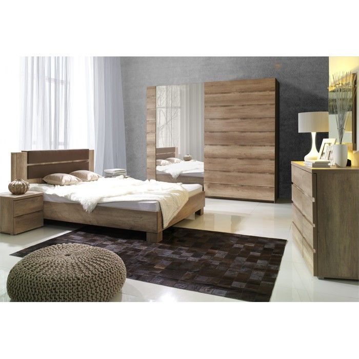 Armoire ROMI – 2 portes coulissantes avec miroir – L200 cm