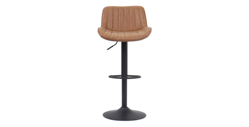 Tabouret de bar style vintage coloris cognac. Collection FERNAND