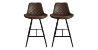 Lote de 2 taburetes de bar estilo vintage en PU color marrón oscuro colección BALTA