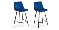 Chaise de comptoir 'Jute' Velours Bleu, dimensions : H95 x L46 x P36 cm