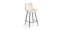 Chaise de comptoir 'Jute' Velours Beige, dimensions : H95 x L46 x P36 cm