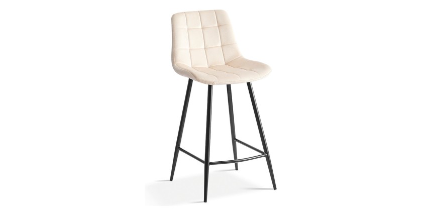Chaise de comptoir 'Jute' Velours Beige, dimensions : H95 x L46 x P36 cm