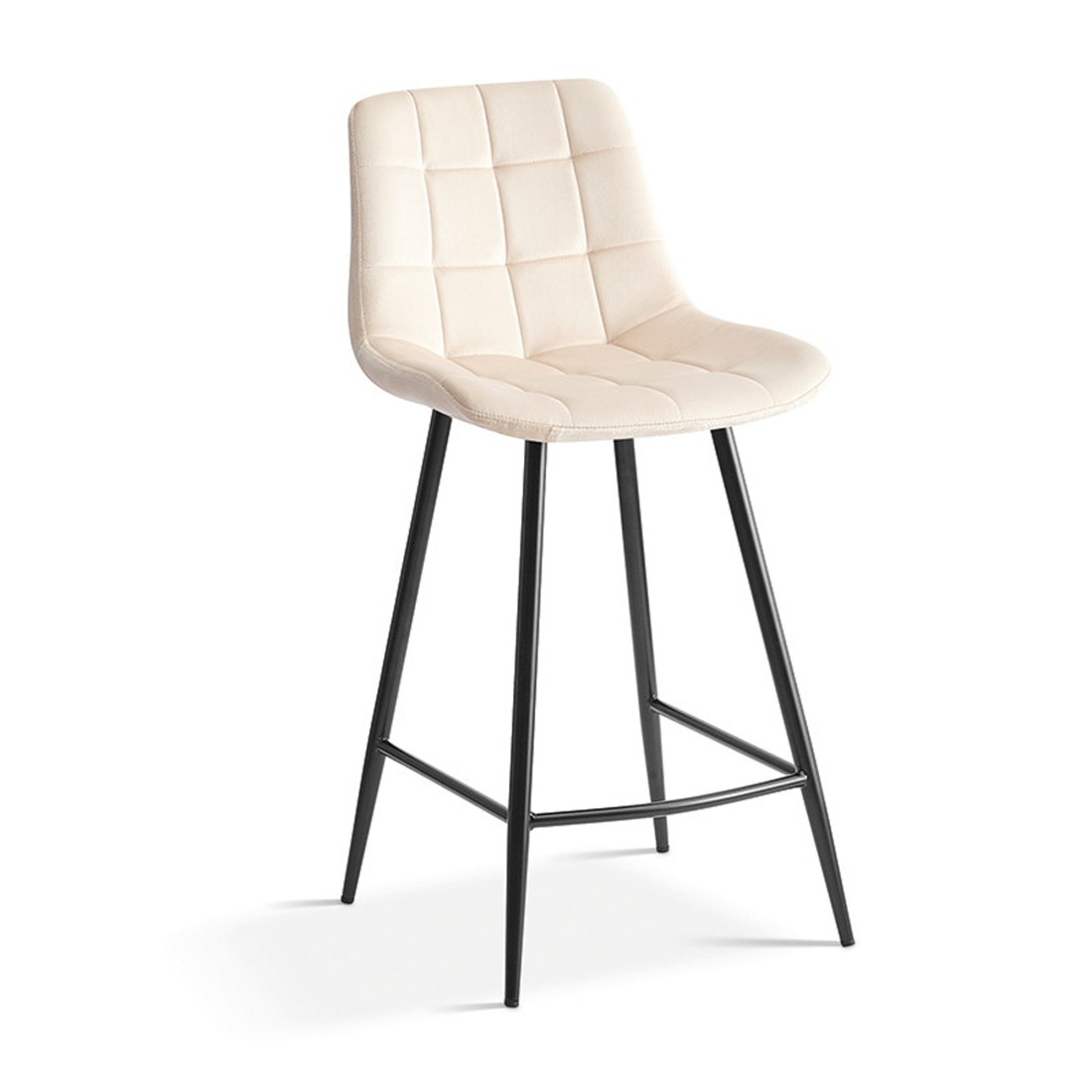 Chaise de comptoir 'Jute' Velours Beige, dimensions : H95 x L46 x P36 cm