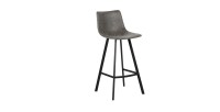 Chaise de comptoir 'Ozan' PU Gris, dimensions : H108 x L49 x P47 cm