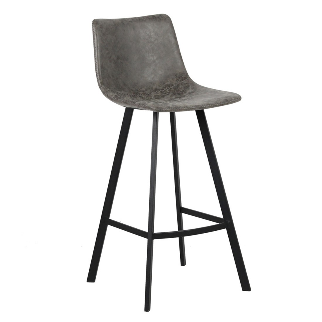 Chaise de comptoir 'Ozan' PU Gris, dimensions : H108 x L49 x P47 cm