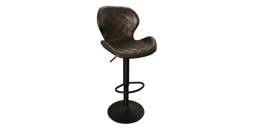 Tabouret de bar style vintage coloris brun foncé. Collection MABEL