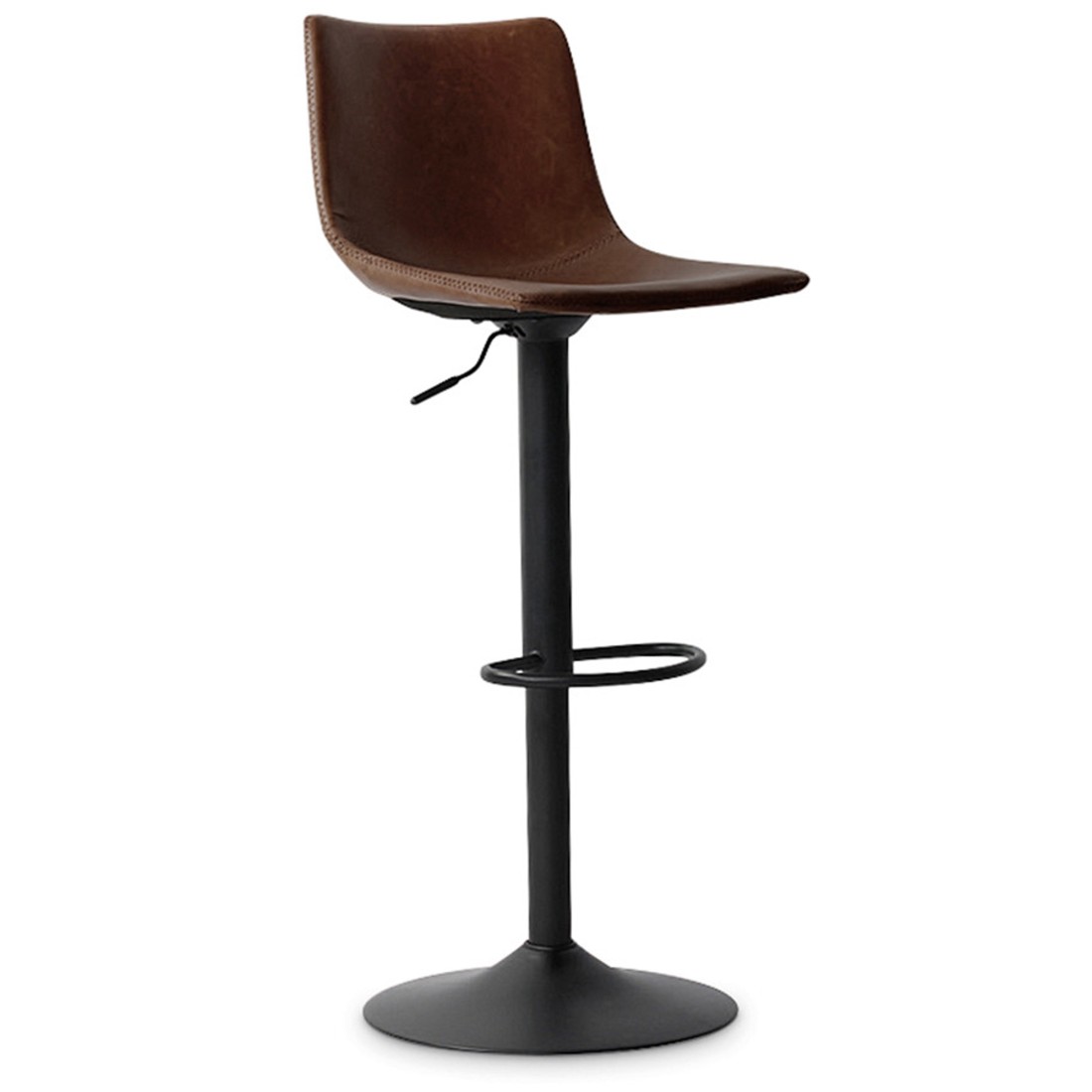 Barhocker SOUL – PU Braun – Höhenverstellbar 88-109 cm – Metallfüße – Vintage-Stil
