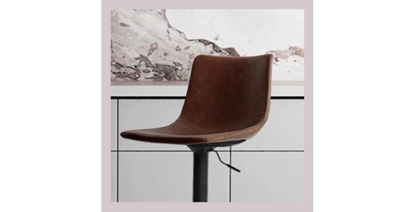 Barhocker SOUL – PU Braun – Höhenverstellbar 88-109 cm – Metallfüße – Vintage-Stil