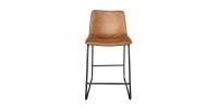 Chaise de comptoir MANCO – PU cognac – Pieds en métal – Hauteur 93 cm – Style vintage