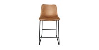 Chaise de comptoir MANCO – PU cognac – Pieds en métal – Hauteur 93 cm – Style vintage