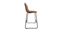 Chaise de comptoir MANCO – PU cognac – Pieds en métal – Hauteur 93 cm – Style vintage