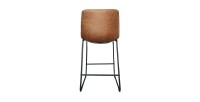 Chaise de comptoir MANCO – PU cognac – Pieds en métal – Hauteur 93 cm – Style vintage