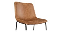 Chaise de comptoir MANCO – PU cognac – Pieds en métal – Hauteur 93 cm – Style vintage