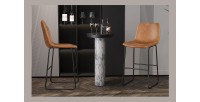 Silla de mostrador MANCO – PU coñac – Patas de metal – Altura 93 cm – Estilo vintage