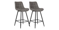 Lot de 2 tabourets de bar style vintage en tissu coloris gris clair collection ALTO