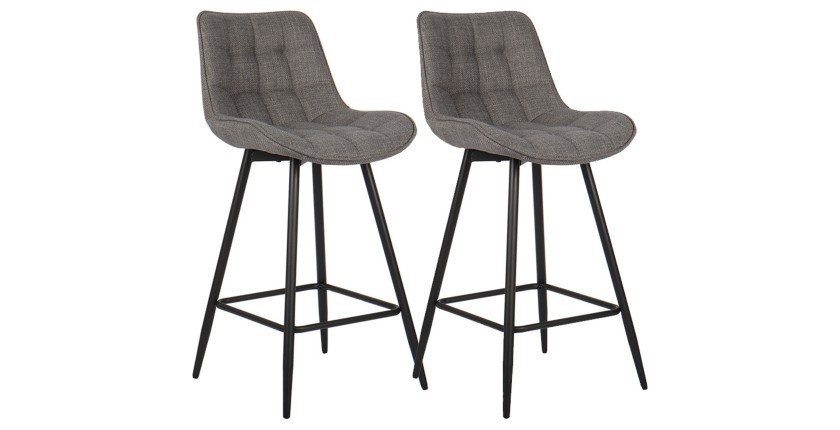 Lot de 2 tabourets de bar style vintage en tissu coloris gris clair collection ALTO