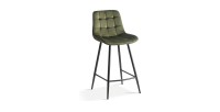 Silla de mostrador JUTE – Terciopelo verde – Patas de metal – Altura 95 cm – Estilo elegante