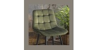 Silla de mostrador JUTE – Terciopelo verde – Patas de metal – Altura 95 cm – Estilo elegante