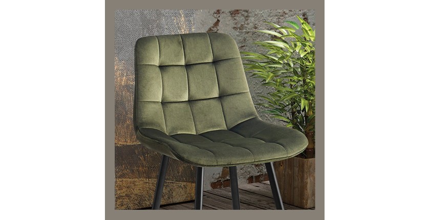 Silla de mostrador JUTE – Terciopelo verde – Patas de metal – Altura 95 cm – Estilo elegante