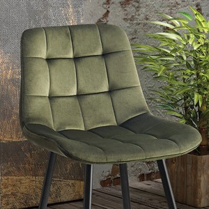 Silla de mostrador JUTE – Terciopelo verde – Patas de metal – Altura 95 cm – Estilo elegante