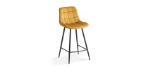 Silla de mostrador JUTE – Terciopelo color oro – Patas de metal – Altura 95 cm – Estilo elegante