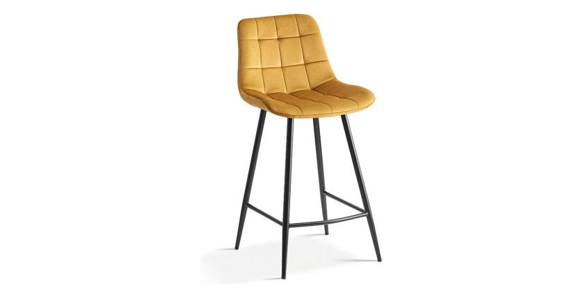Silla de mostrador JUTE – Terciopelo color oro – Patas de metal – Altura 95 cm – Estilo elegante