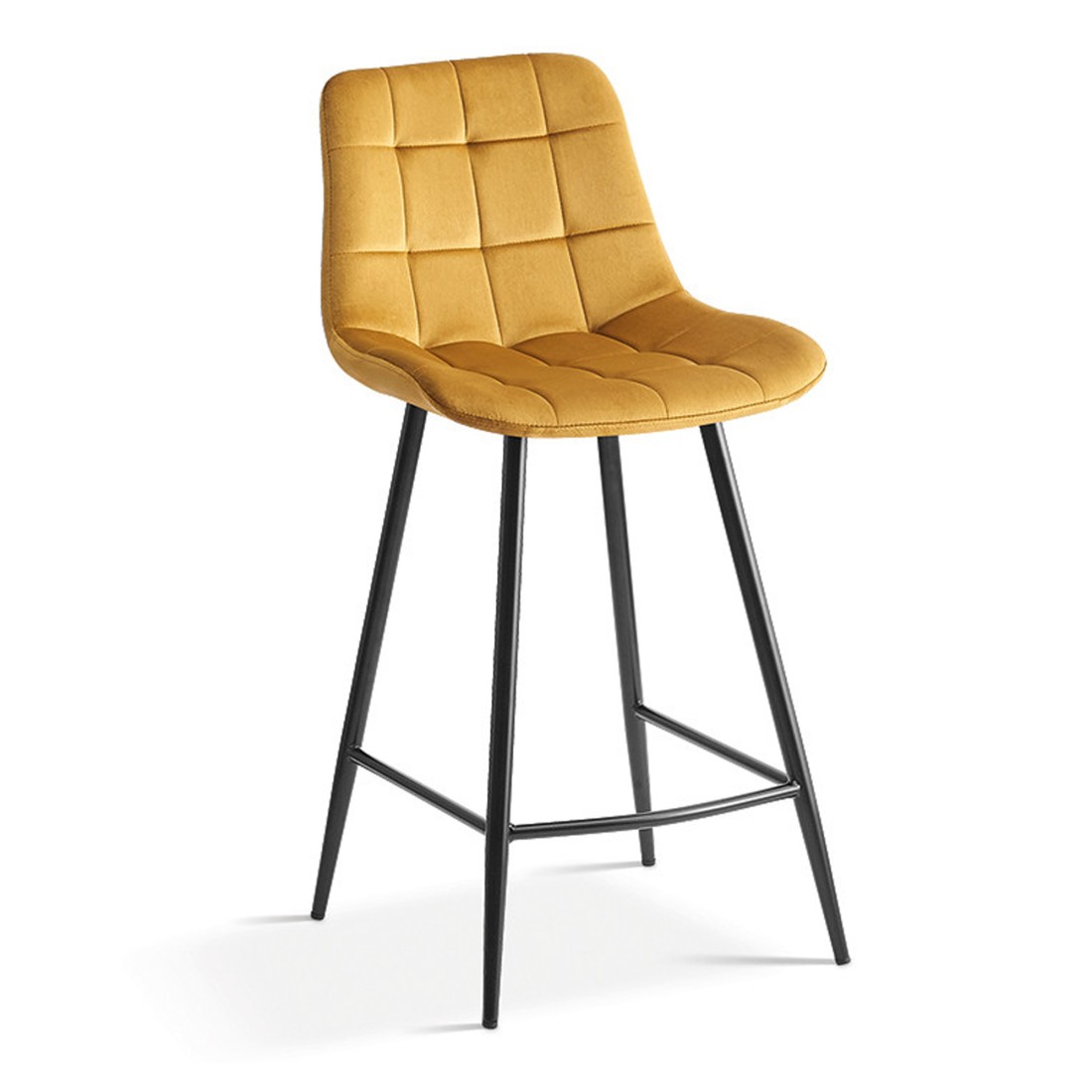 Silla de mostrador JUTE – Terciopelo color oro – Patas de metal – Altura 95 cm – Estilo elegante