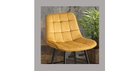 Silla de mostrador JUTE – Terciopelo color oro – Patas de metal – Altura 95 cm – Estilo elegante