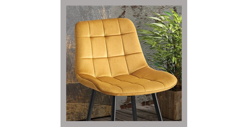 Silla de mostrador JUTE – Terciopelo color oro – Patas de metal – Altura 95 cm – Estilo elegante