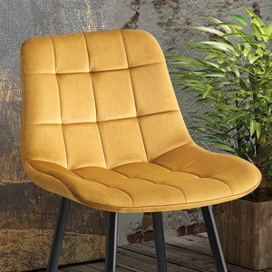 Silla de mostrador JUTE – Terciopelo color oro – Patas de metal – Altura 95 cm – Estilo elegante